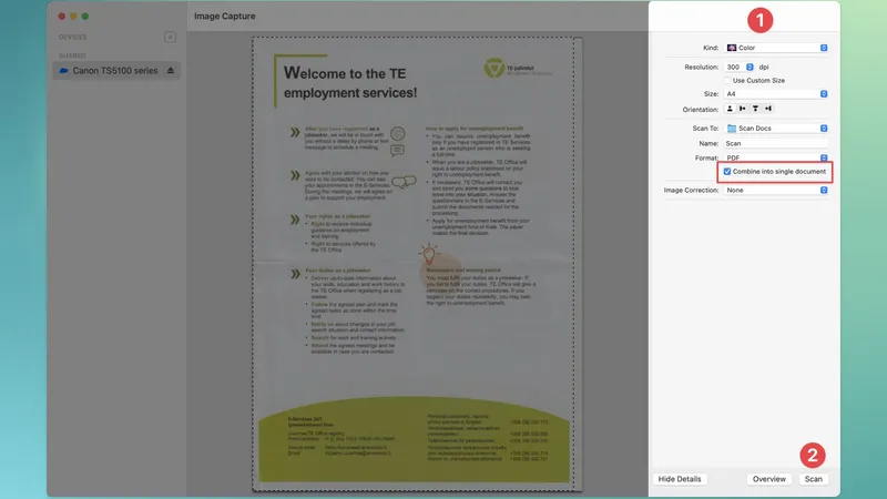 Adjust scanning settings