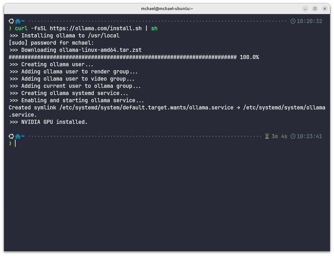 Ollama installation complete
