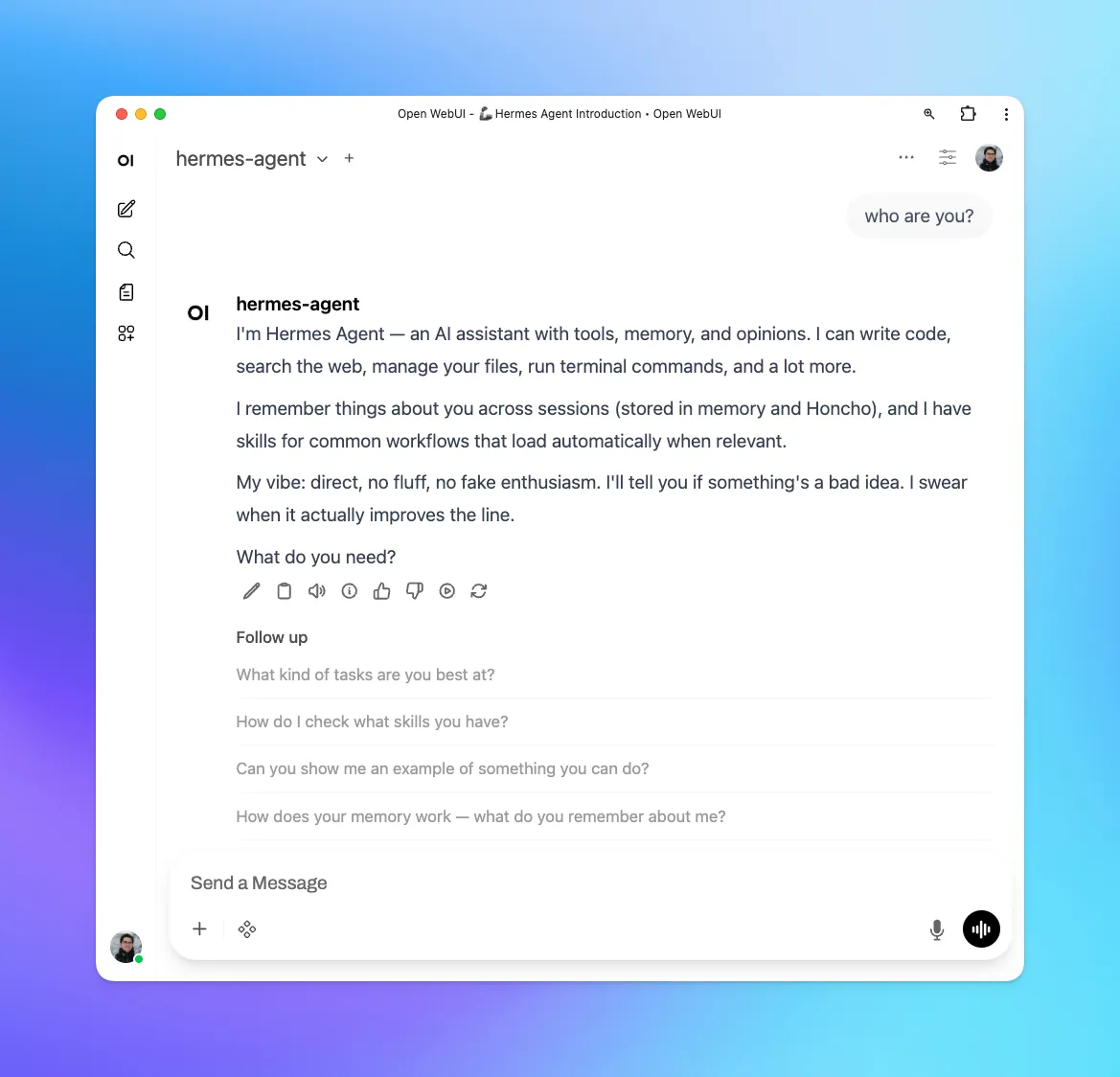 Hermes Agent backend configuration in Open WebUI